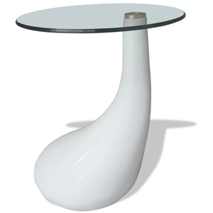 vidaXL Table basse avec dessus de table en verre rond Blanc brillant pas cher