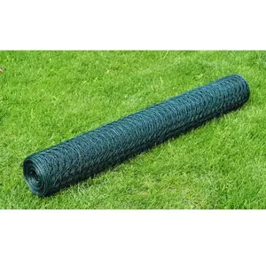 vidaXL Grillage à poule avec revêtement en PVC 25x0,75 m vert pas cher