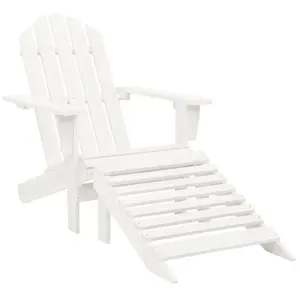 vidaXL Chaise de jardin avec pouf Bois Blanc pas cher