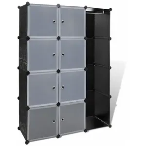 vidaXL Armoire modulaire 9 compartiments Noir et blanc 37 x 115x150 cm pas cher
