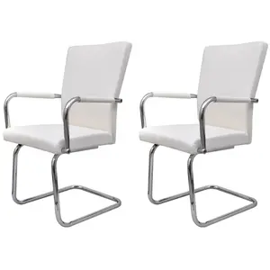 vidaXL Chaises à manger cantilever lot de 2 blanc similicuir pas cher