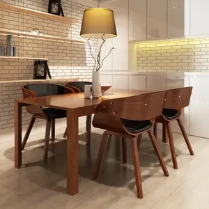 Comparateur de prix : vidaXL Chaises à manger lot de 4 marron bois courbé et similicuir