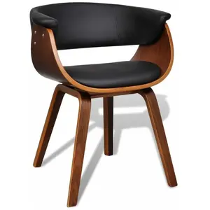 Comparateur de prix : Vidaxl - Chaise de salle à manger Bois courbé et similicuir noir et marron foncé