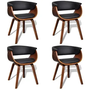 Comparateur de prix : vidaXL Chaises à manger lot de 4 bois courbé et similicuir