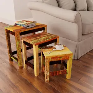 Comparateur de prix : vidaXL Table gigogne 3 pcs vintage Bois de récupération