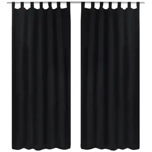 Comparateur de prix : vidaXL 2 pcs Rideau à Passant Micro Satin Noir 140 x 175 cm