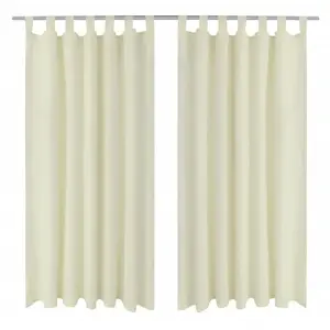 vidaXL 2 pcs Rideau à Passant Micro Satin Crème 140 x 245 cm pas cher