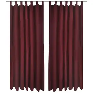 vidaXL 2 pcs Rideau à Passant Micro Satin Bordeaux 140 x 245 cm pas cher