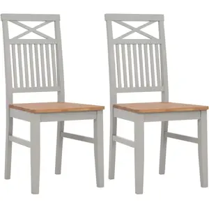 Lot de 2 chaise Vidaxl H. 96 cm non pliable interieur en bois gris pas cher