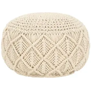 Comparateur de prix : vidaXL Pouf fait à la main en macramé 45 x 30 cm Coton