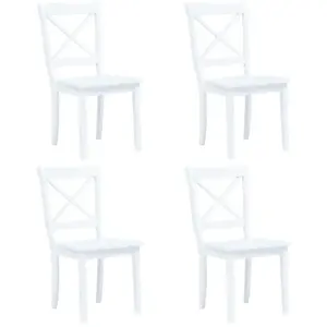 Comparateur de prix : vidaXL Chaises à manger lot de 4 blanc bois d'hévéa massif