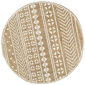 Vidaxl - Tapis fait à la main Jute avec imprimé blanc 150 cm pas cher