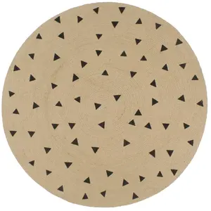 Vidaxl - Tapis fait à la main Jute avec imprimé à triangles 90 cm pas cher