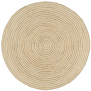 Comparateur de prix : vidaXL Tapis fait à la main Jute avec design de spirale Blanc 150 cm