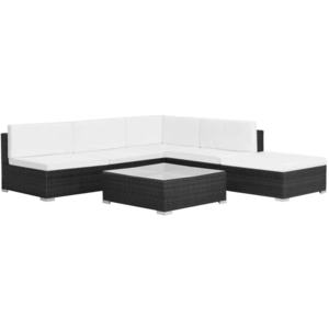 vidaXL Salon de jardin 6 pcs avec coussins Résine tressée Noir pas cher