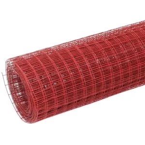 vidaXL Grillage Acier avec revêtement en PVC 10x1,5 m Rouge pas cher