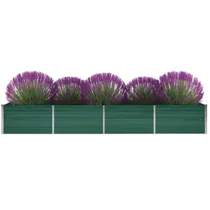 vidaXL Lit surélevé de jardin Acier galvanisé 320x80x45 cm Vert pas cher