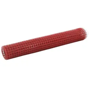 vidaXL Grillage Acier avec revêtement en PVC 25x1 m Rouge pas cher