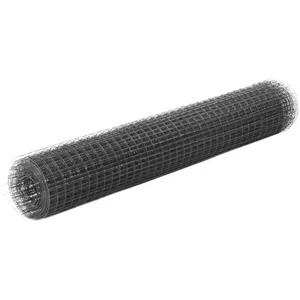 vidaXL Grillage acier et revêtement en PVC 25 x 1 m gris pas cher