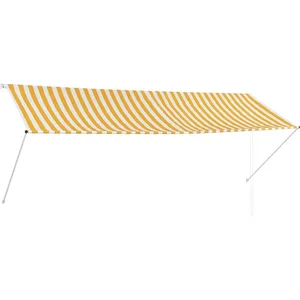 vidaXL Auvent rétractable 350x150 cm Jaune et blanc pas cher