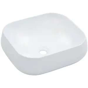 vidaXL Lavabo 44,5 x 39,5 x 14,5 cm Céramique Blanc pas cher