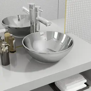 vidaXL Lavabo 32,5 x 14 cm Céramique Argenté pas cher