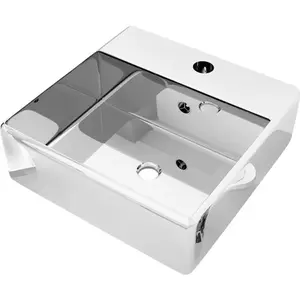 vidaXL Lavabo avec trop-plein 41 x 41 x 15 cm Céramique Argenté pas cher