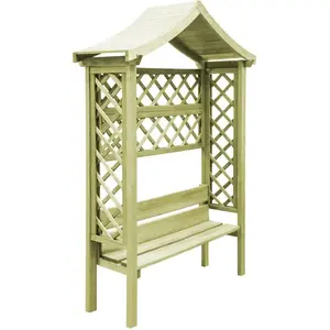 Comparateur de prix : vidaXL Pergola de jardin avec toit et banc Bois de pin imprégné