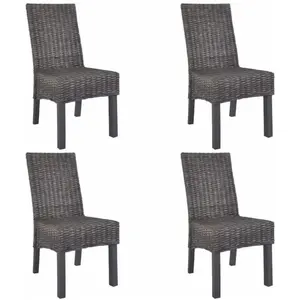 Comparateur de prix : vidaXL Chaises à manger lot de 4 marron rotin Kubu et bois de manguier