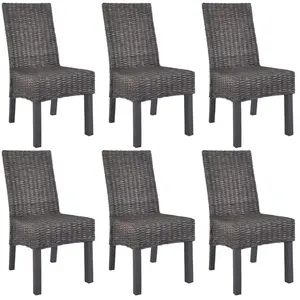 Comparateur de prix : vidaXL Chaises à manger lot de 6 marron rotin Kubu et bois de manguier
