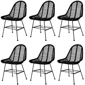 Comparateur de prix : vidaXL Chaises à manger lot de 6 noir rotin naturel