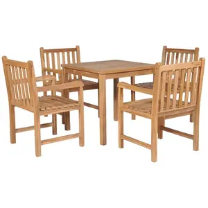 vidaXL Ensemble de salle à manger d'extérieur 5pcs Bois solide de teck pas cher