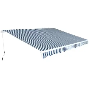 Comparateur de prix : vidaXL Auvent pliable manuel 450 cm Bleu/blanc