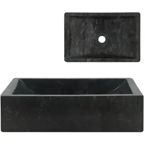 vidaXL Lavabo 40 x 12 cm Marbre Noir pas cher
