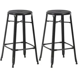 vidaXL Tabourets de bar lot de 2 noir acier pas cher