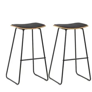 vidaXL Tabourets de bar lot de 2 noir similicuir pas cher