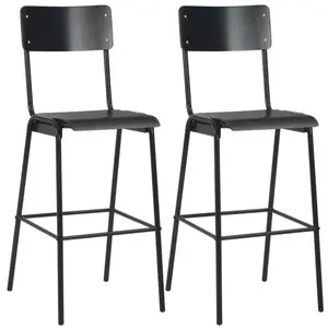 vidaXL Chaises de bar lot de 2 noir contreplaqué solide et acier pas cher
