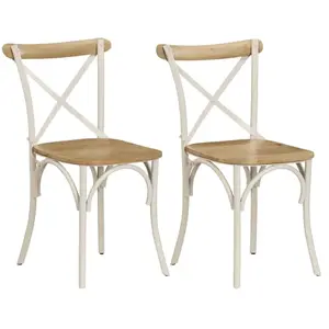 vidaXL Chaises à dossier croisé 2 pcs Blanc Bois de manguier solide pas cher