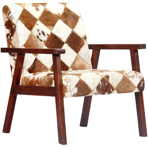 Comparateur de prix : vidaXL Fauteuil Blanc et marron Cuir véritable de chèvre