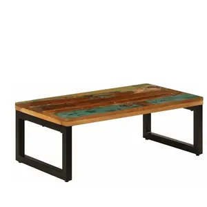 vidaXL Table basse 100x50x35 cm Bois de récupération solide et acier pas cher