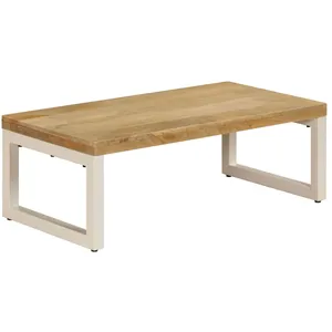 vidaXL Table basse 100x50x35 cm Bois de manguier solide et acier pas cher