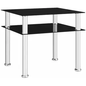 Comparateur de prix : vidaXL Table d'appoint Noir 45x50x45 cm Verre trempé