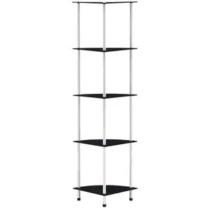 Comparateur de prix : vidaXL Étagère 5 niveaux Noir 30x30x130 cm Verre trempé