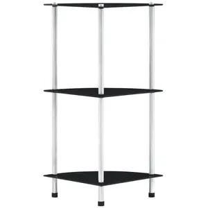 vidaXL Étagère 3 niveaux Noir 30x30x67 cm Verre trempé pas cher