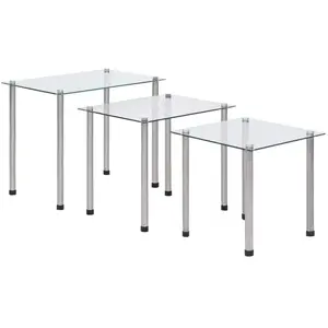 Comparateur de prix : vidaXL Tables gigognes 3 pcs Transparent Verre trempé