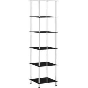 Comparateur de prix : vidaXL Étagère 6 niveaux Noir 40x40x160 cm Verre trempé