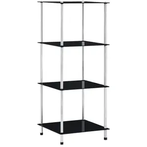 Comparateur de prix : vidaXL Étagère 4 niveaux Noir 40x40x100 cm Verre trempé