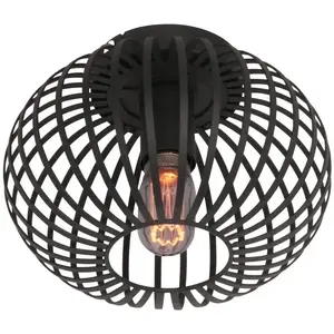 Freelight Aglio plafondlamp - met metalen spijlen - kap Ø25 cm - excl. E27 lichtbron - zwart pas cher