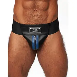 Mister b leather premium jockstrap black/Blauw SmallVendu pargaystore