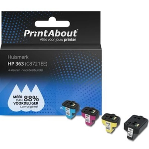Comparateur de prix : PrintAbout - Inktcartridge / Alternatief voor de HP C8721EE (nr 363) / 4 Kleuren